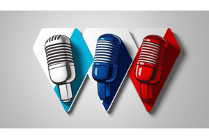 microphones blanc, bleu et rouge